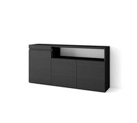 Skraut Home | Buffet Salon et Cuisine | Meuble de Rangement, Commode | 150x75x35cm | 3 Portes | Meuble Chaussure | Style Moderne | Noir