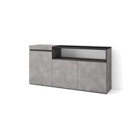 Skraut Home | Buffet Salon et Cuisine | Meuble de Rangement, Commode | 150x75x35cm | 3 Portes | Meuble Chaussure | Style Moderne | Ciment