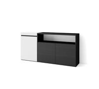 Skraut Home | Buffet Salon et Cuisine | Meuble de Rangement, Commode | 150x75x35cm | 3 Portes | Meuble Chaussure | Style Moderne | Blanc et Noir