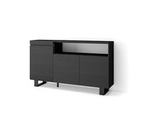 Skraut Home | Buffet Salon et Cuisine | Meuble de Rangement, Commode | 150x87x35cm | 3 Portes | Design Industriel | Style Moderne | Noir
