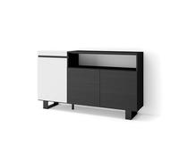 Skraut Home | Buffet Salon et Cuisine | Meuble de Rangement, Commode | 150x87x35cm | 3 Portes | Design Industriel | Style Moderne | Blanc et Noir
