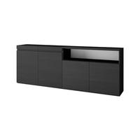 Skraut Home | Buffet Salon et Cuisine | Meuble de Rangement, Commode | 200x75x35cm | 4 Portes | Meuble Chaussure | Style Moderne | Noirs