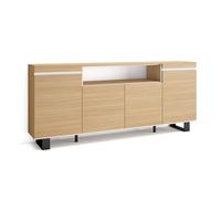 Skraut Home | Buffet Salon et Cuisine | Meuble de Rangement, Commode | 200x87x35cm | 4 Portes | Design Industriel | Style Moderne | Chêne Soft et Blanc