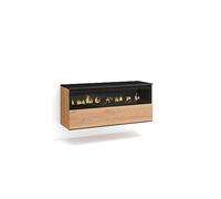 Skraut Home | Cheminée électrique LED | Effet Flamme | 102x45x35cm | 1 Ouverture, 1 Porte | Cheminée électrique | Suspendu, Mural | Style Moderne | Chêne et Noir