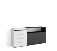 Skraut Home | Commode, Buffet, Armoire | Meuble de Rangement | 157x75x35 cm | Chambre à Coucher, pièce | Armoire à Tiroirs | Style Moderne | Blanc et Noir
