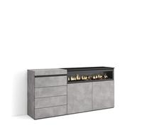 Skraut Home | Commode, Buffet, Armoire | Meuble de Rangement | 157x75x35 cm | Chambre à Coucher, pièce | Cheminée électrique | Style Moderne | Ciment