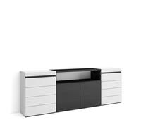 Skraut Home | Commode, Buffet, Armoire | Meuble de Rangement | 214x75x35 cm | Chambre à Coucher, pièce | Armoire à Tiroirs | Style Moderne | Blanc et Noir