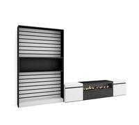 Skraut Home | Ensemble Meuble TV | Meuble Salon Complet | 310x186x35cm | pour Les TV jusqu'à 80" | Cheminée électrique | Style Moderne | Blanc et Noir