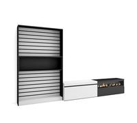 Skraut Home | Ensemble Meuble TV | Meuble Salon Complet | 310x186x35cm | pour Les TV jusqu'à 80" | Cheminée électrique | Style Moderne | Blanc et Noir