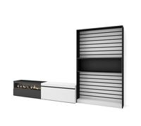Skraut Home | Ensemble Meuble TV | Meuble Salon Complet | 310x186x35cm | pour Les TV jusqu'à 80" | Cheminée électrique | Style Moderne | Blanc et Noir