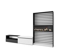 Skraut Home | Ensemble Meuble TV | Meuble Salon Complet | 310x186x35cm | pour Les TV jusqu'à 80" | Cheminée électrique | Style Moderne | Blanc et Noir