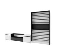 Skraut Home | Ensemble Meuble TV | Meuble Salon Complet | 310x186x35cm | pour Les TV jusqu'à 80" | Salon Complet | Style Moderne | Blanc et Noir