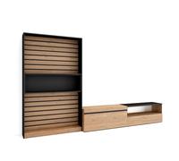 Skraut Home | Ensemble Meuble TV | Meuble Salon Complet | 310x186x35cm | pour Les TV jusqu'à 80" | Salon Complet | Style Moderne | Chêne et Noir