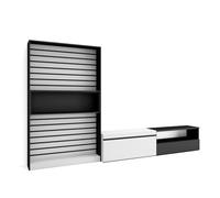 Skraut Home | Ensemble Meuble TV | Meuble Salon Complet | 310x186x35cm | pour Les TV jusqu'à 80" | Salon Complet | Style Moderne | Blanc et Noir