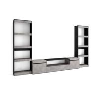 Skraut Home | Ensemble Meuble TV | Meuble Salon Complet | 320x186x35cm | pour Les TV jusqu'à 80" | Salon Complet | Style Moderne | Ciment