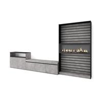 Skraut Home | Ensemble Meuble TV | Meuble Salon Complet | 360x186x35cm | pour Les TV jusqu'à 65" | Cheminée électrique | Style Moderne | Ciment