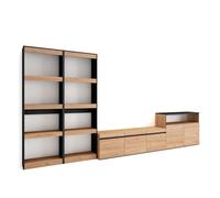 Skraut Home | Ensemble Meuble TV | Meuble Salon Complet | 370x186x35cm | pour Les TV jusqu'à 65" | Salon Complet | Style Moderne | Chêne et Noir