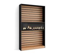 SKRAUT Home | Étagère Bibliothèque | Étagère de Rangement | 110x186x25cm | Salon Salle à Manger Bureau | Cheminée électrique | Style Moderne | Chêne et Noir