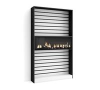 SKRAUT Home | Étagère Bibliothèque | Étagère de Rangement | 110x186x25cm | Salon Salle à Manger Bureau | Cheminée électrique | Style Moderne | Blanc et Noir