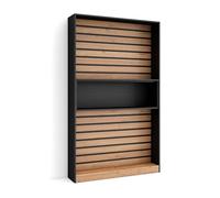 SKRAUT Home | Étagère Bibliothèque | Étagère de Rangement | 110x186x25cm | Salon Salle à Manger Bureau | Salon, Bureau | Style Moderne | Chêne et Noir