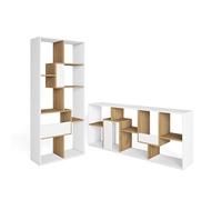 Skraut Home | Étagère Bibliothèque | Étagère de Rangement | 162x67x31cm | Salon, Bureau | Style Moderne | Blanc et Chêne