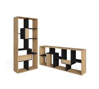 Skraut Home | Étagère Bibliothèque | Étagère de Rangement | 162x67x31cm | Salon, Bureau | Style Moderne | Chêne et Noir