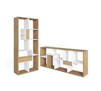 Skraut Home | Étagère Bibliothèque | Étagère de Rangement | 162x67x31cm | Salon, Bureau | Style Moderne | Chêne et Blanc