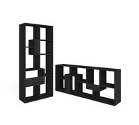 Skraut Home - Étagère murale de rangement pour livres, bibliothèque Salon, Séjour, Noir mat, montage horizontal/horizontal