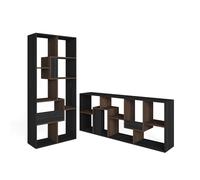 Skraut Home | Étagère Bibliothèque | Étagère de Rangement | 162x67x31cm | Salon, Bureau | Style Moderne | Noir et Chêne foncé