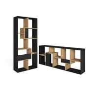 Skraut Home | Étagère Bibliothèque | Étagère de Rangement | 162x67x31cm | Salon, Bureau | Style Moderne | Noir et chêne