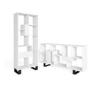 Skraut Home | Étagère Bibliothèque | Étagère de Rangement | 174x67x31 | Design Industriel | Style Moderne | Blanc