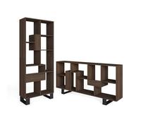 Skraut Home | Étagère Bibliothèque | Étagère de Rangement | 174x67x31 | Design Industriel | Style Moderne | Chêne foncé