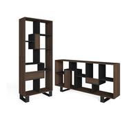 Skraut Home | Étagère Bibliothèque | Étagère de Rangement | 174x67x31 | Design Industriel | Style Moderne | Chêne foncé et Noir
