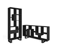 Skraut Home | Étagère Bibliothèque | Étagère de Rangement | 174x67x31 | Design Industriel | Style Moderne | Noir