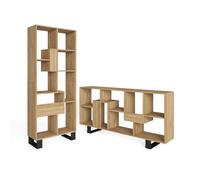 Skraut Home | Étagère Bibliothèque | Étagère de Rangement | 174x67x31cm | Design Industriel | Style Moderne | Chêne