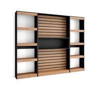 Skraut Home | Étagère Bibliothèque | Étagère de Rangement | 230x186x25cm | Salon Salle à Manger Bureau | Salon, Bureau | Style Moderne | Chêne et Noir
