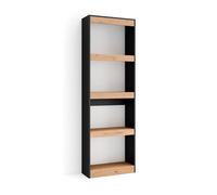 SKRAUT Home | Étagère Bibliothèque | Étagère de Rangement | 60x186x25cm | Salon Salle à Manger Bureau | Salon, Bureau | Style Moderne | Chêne et Noir