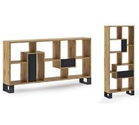 Skraut Home | Etagère | bibliothèque | modèle LOFT | Couleur de la Structure Chêne foncé | 68,5 x 168 x 25 cm | Rangement pour Salon