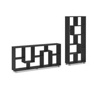 Skraut Home | Étagère Murale Rangement pour Livres | Bibliothèque | Salon | Séjour | Contemporaine | Séparation | Position Horizontale et Verticale | Rangement | Couleur Noir Mat | 68,5x161x25cm