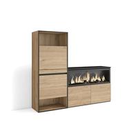 Skraut Home | Meuble à Chaussures | Meuble Rangement Chaussures | 167x145x35 cm | Chambre à Coucher, pièce | Cheminée électrique XXL | Style Moderne | Chêne