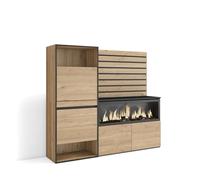 Skraut Home | Meuble à Chaussures | Meuble Rangement Chaussures | 167x145x35 cm | Chambre à Coucher, pièce | Cheminée électrique XXL | Panneaux Muraux en Bois | Style Moderne | Chêne