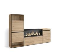 Skraut Home | Meuble à Chaussures | Meuble Rangement Chaussures | 224x145x35 cm | Chambre à Coucher, pièce | Cheminée électrique XXL | Commode, Buffet | Style Moderne | Chêne