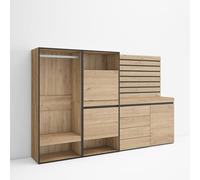 Skraut Home | Meuble à Chaussures | Meuble Rangement Chaussures | 227x145x35 cm | Chambre à Coucher, pièce | Vestiaire Ouvert | Commode, Buffet | Panneaux Muraux en Bois | Style Moderne | Chêne