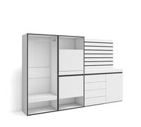 Skraut Home | Meuble à Chaussures | Meuble Rangement Chaussures | 227x145x35 cm | Chambre à Coucher, pièce | Vestiaire Ouvert | Commode, Buffet | Panneaux Muraux en Bois | Style Moderne | Blanc