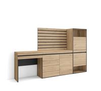 Skraut Home | Meuble à Chaussures | Meuble Rangement Chaussures | 237x145x35 cm | Chambre à Coucher, pièce | Commode, Buffet | Panneaux Muraux en Bois | Coiffeuse | Style Moderne | Chêne