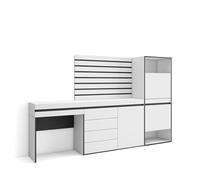 Skraut Home | Meuble à Chaussures | Meuble Rangement Chaussures | 237x145x35 cm | Chambre à Coucher, pièce | Commode, Buffet | Panneaux Muraux en Bois | Coiffeuse | Style Moderne | Blanc