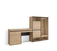 Skraut Home | Meuble à Chaussures | Meuble Rangement Chaussures | 247x145x35 cm | Chambre à Coucher, pièce | Vestiaire Ouvert | Commode, Buffet | Coiffeuse | Style Moderne | Chêne