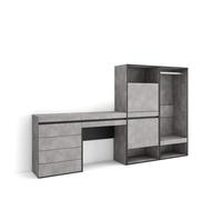 Skraut Home | Meuble à Chaussures | Meuble Rangement Chaussures | 247x145x35 cm | Chambre à Coucher, pièce | Vestiaire Ouvert | Commode, Buffet | Coiffeuse | Style Moderne | Ciment
