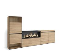 Skraut Home | Meuble à Chaussures | Meuble Rangement Chaussures | 274x145x35 cm | Chambre à Coucher, pièce | Cheminée électrique XXL | Commode, Buffet | Style Moderne | Chêne