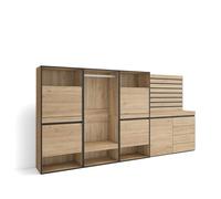 Skraut Home | Meuble à Chaussures | Meuble Rangement Chaussures | 287x145x35 cm | Chambre à Coucher, pièce | Vestiaire Ouvert | Commode, Buffet | Panneaux Muraux en Bois | Style Moderne | Chêne